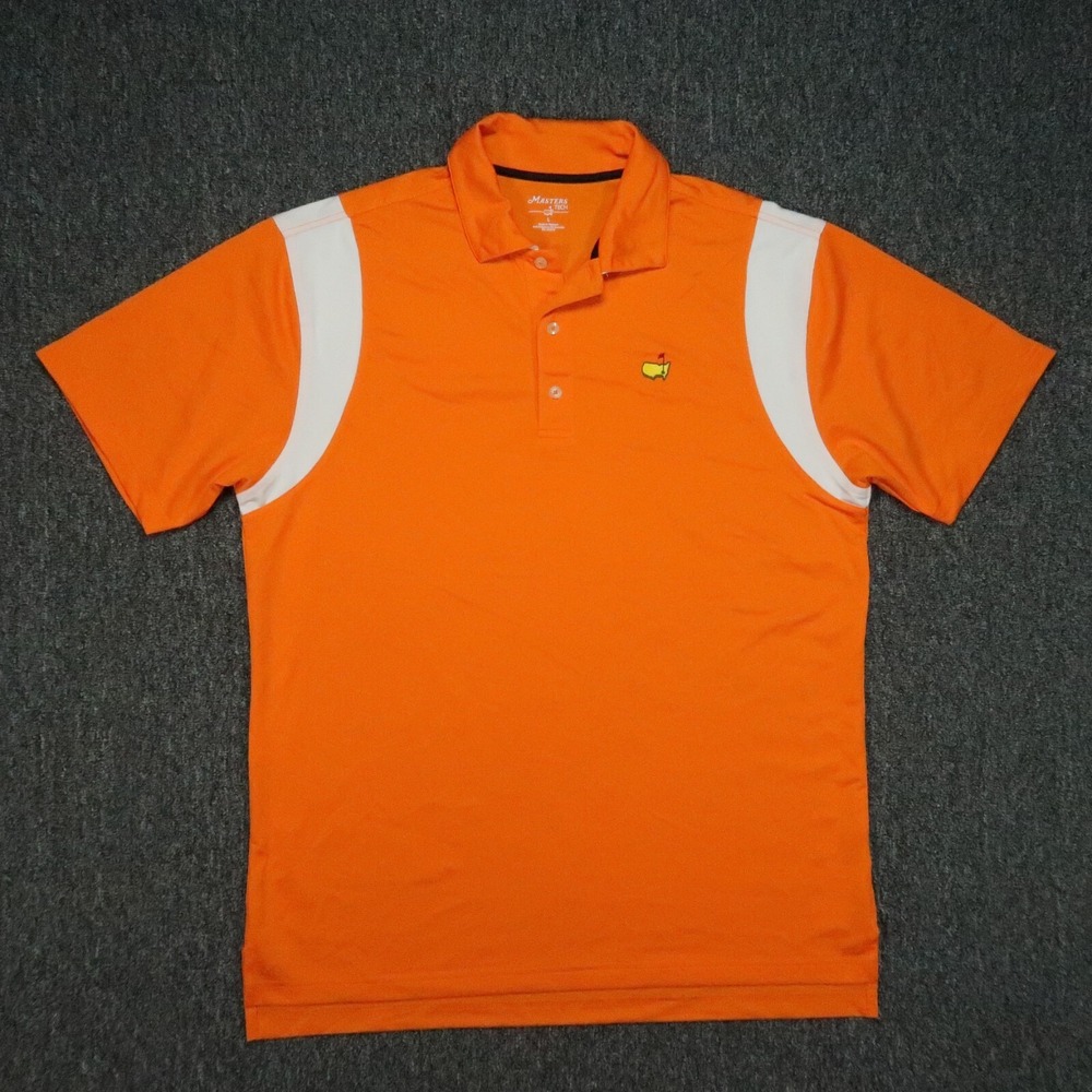 Masters Tech Shirt Mens Large Orange Performance Golf Polo Augusta National